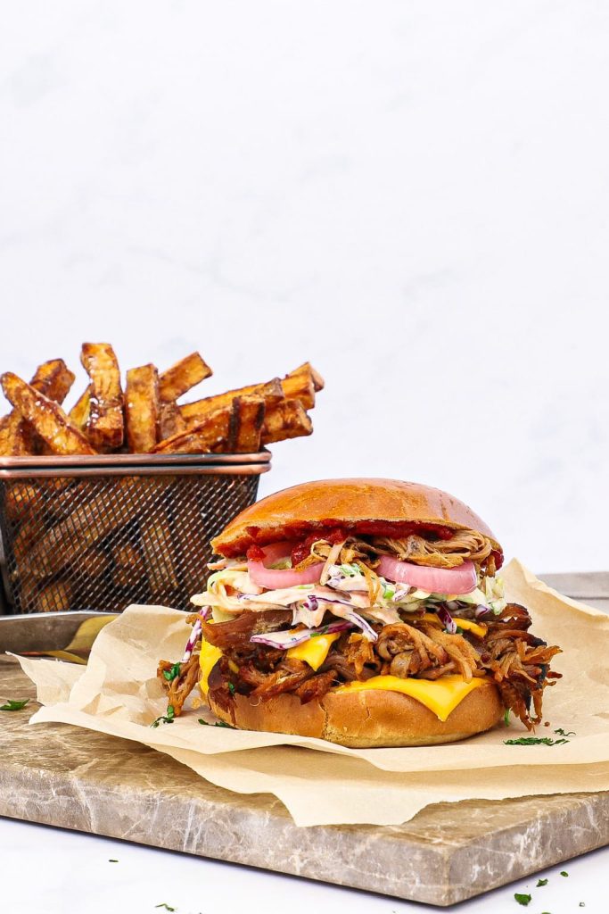 Pulled pork cheese burger Opskrift på pulled pork burger