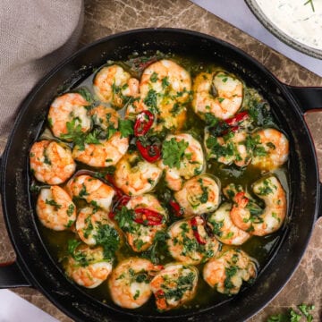 Gambas al ajillo - Opskrift på chili/hvidløgs rejer med persille