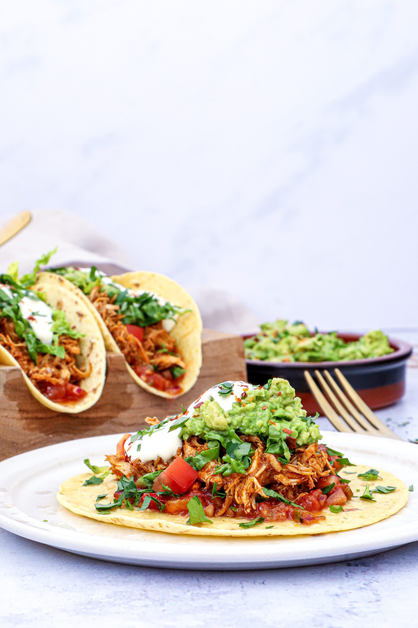 Bemærk venligst forhåndsvisning forræder Tacos med braiseret mexicansk kylling - Opskrift på mexicanske tacos